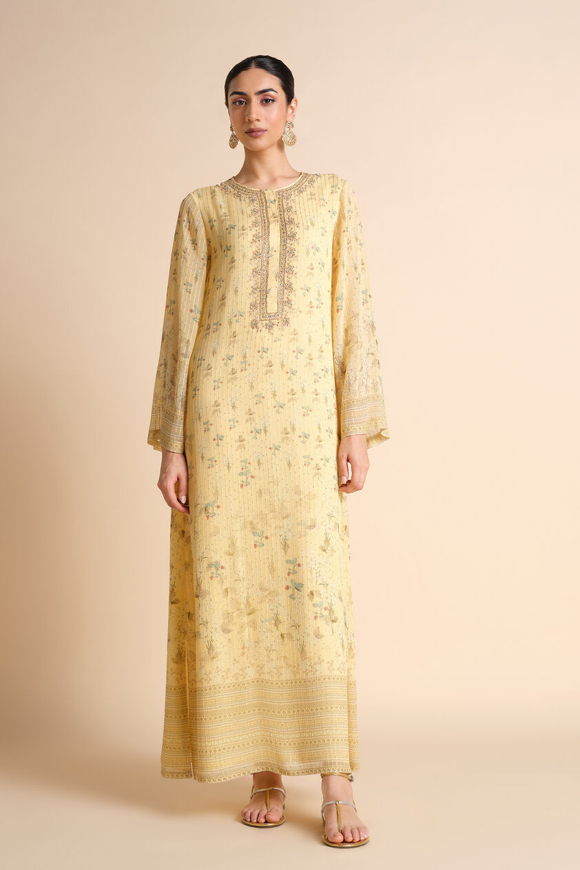 Hana Printed Kaftan - Yellow, Yellow, image 1